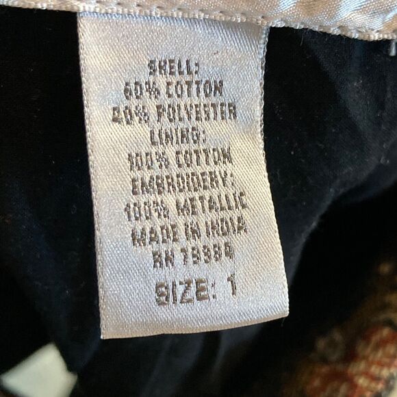 Chicos 1 M 8 Jacket Beaded Embroidered India Motif Tapestry Wearable Art Brown - Picture 11 of 12